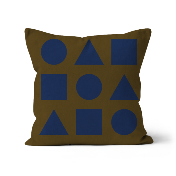 Deep Blue Shapes on Military Green - Cuscino per Divano