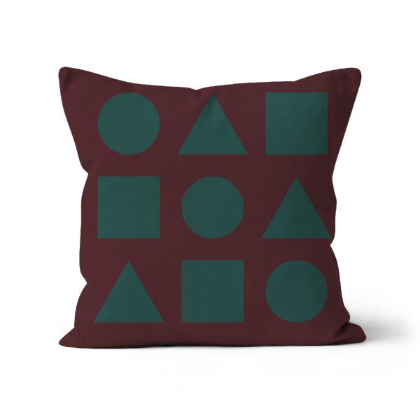 Green Shapes on Chocolate Brown - Cuscino per Divano