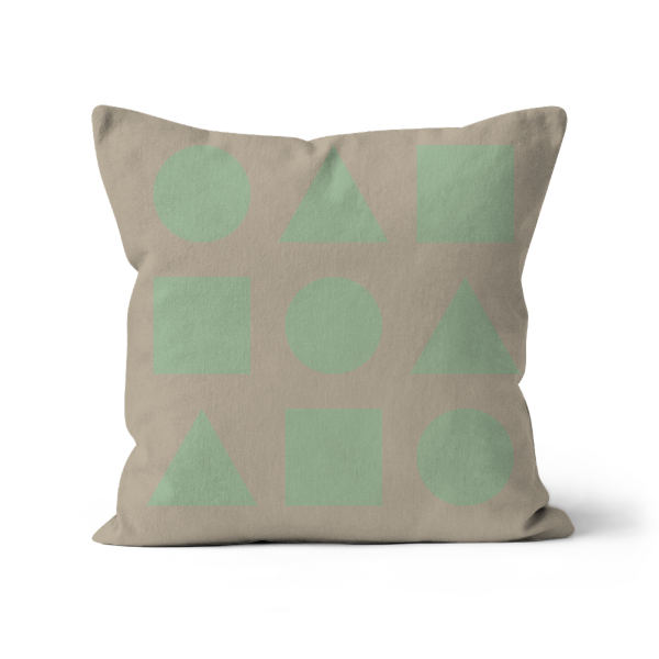 Pastel Green Shapes on Beige - Cuscino per Divano