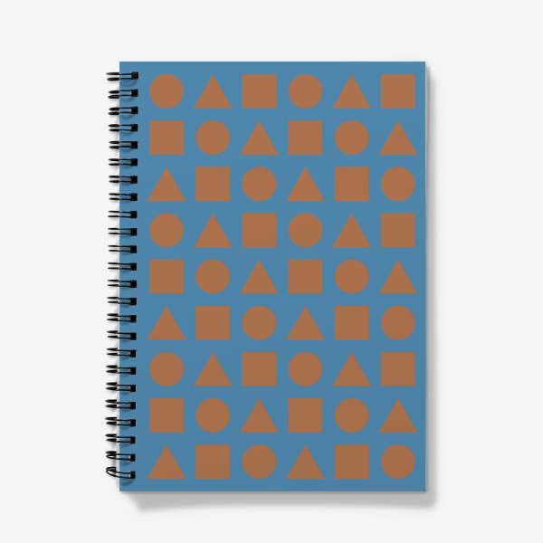 “Brown Shapes on Light Blue” Quaderno A5 con spirale